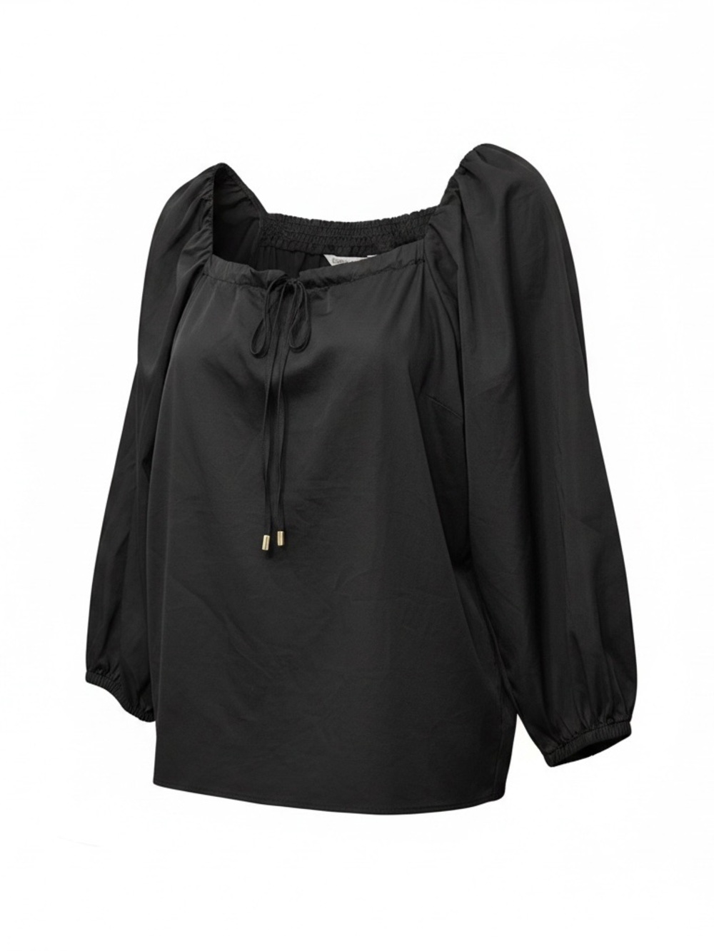 Elizabeth and James Black Puff-Sleeve Peasant Top